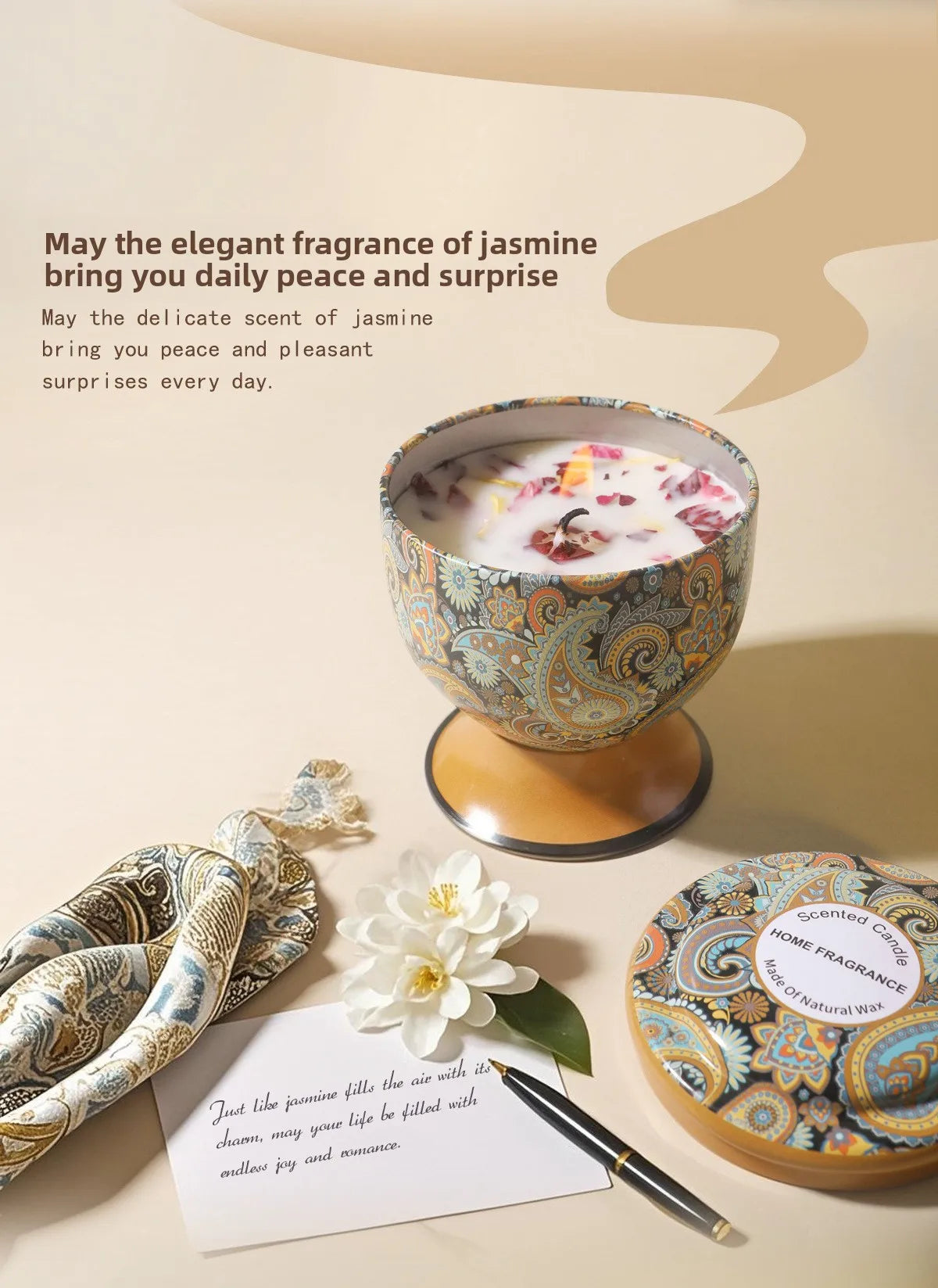 Ljuspresentkit Sojavax Aromaterapi Burk Ljus i Plåtburk Lyxiga Bröllopsgåvor Brudtärna Souvenir för Gäster Heminredning