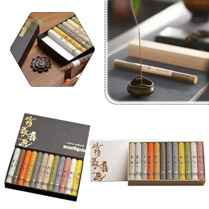 Chinese 12 kinds of scented Incense Stick Gift Box Set natural linear Aromatherapy