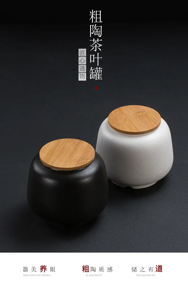 Retro Ceramic Tea Pot Sealed Pu'er Tea Container Chinese Tea Set Decor