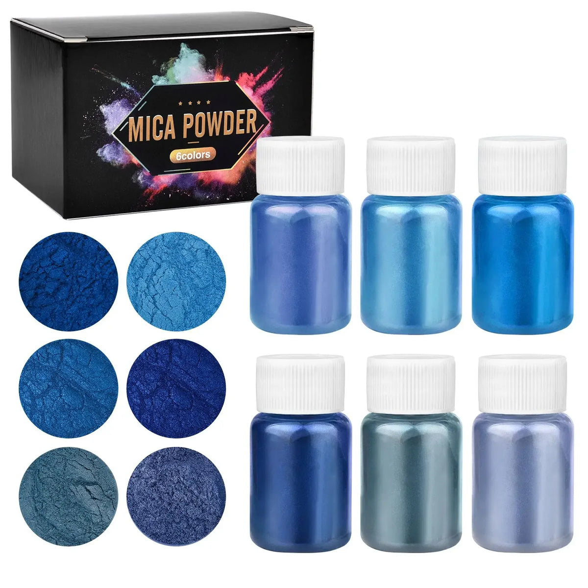 6-Colour Pearlescent Mica Powder Set for DIY Crafts