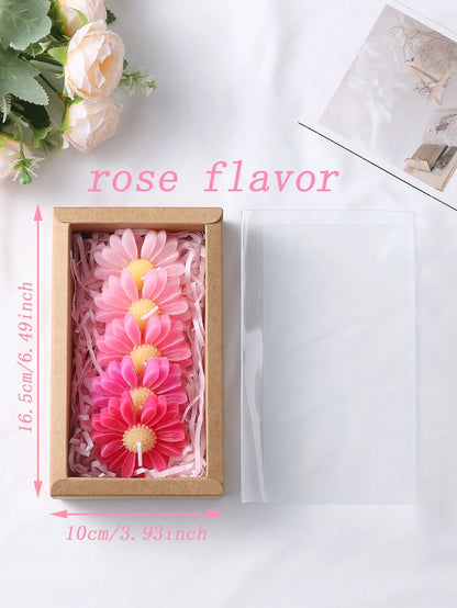Gradient Macaron Daisy Soy Wax Candle Set