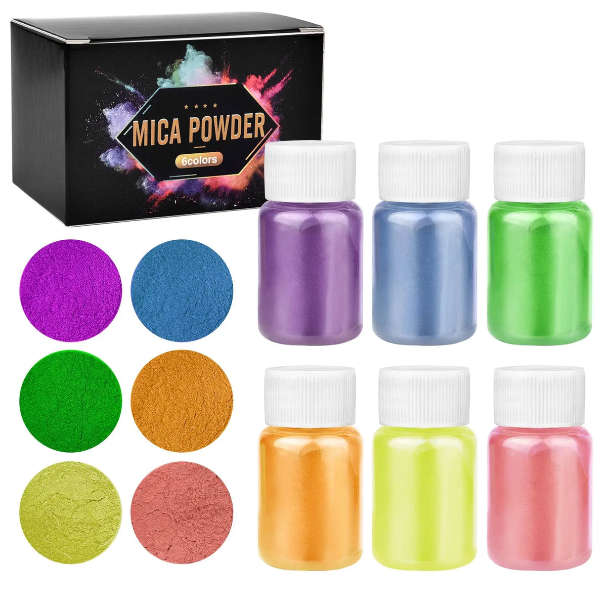 6-Colour Pearlescent Mica Powder Set for DIY Crafts