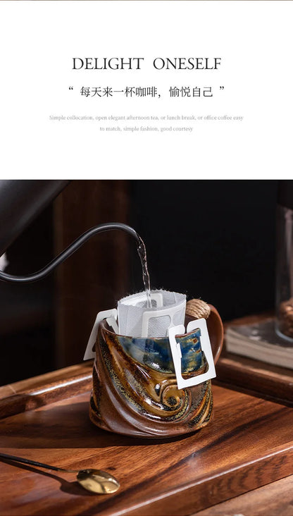 Creative Spiral Hemp Rope Ceramic Cup Retro Rough Pottery Coffee Cup