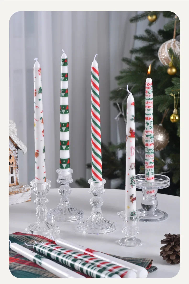 European Printed Long Taper Candles — Smokeless