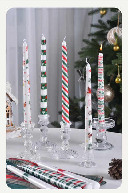 European Printed Long Taper Candles — Smokeless