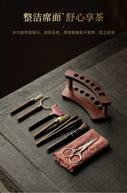 Solid Wood Kung Fu Tea Ceremony Six Gentlemen Set