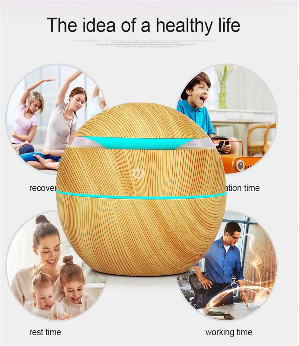 Humidifier Electric Air Aroma Diffuser Wood Ultrasonic Air Humidifier Essential Oil Aromatherapy - Your Ritual Hub 