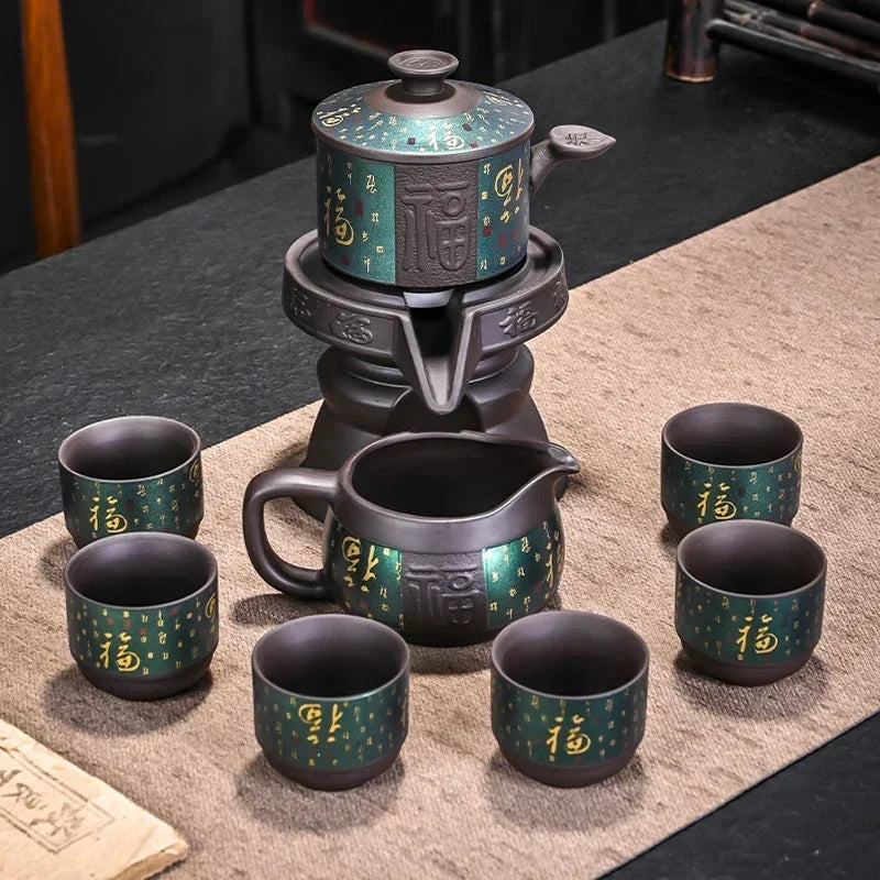8 Pcs Set Semi Automatic Tea Sets Chinese  Ceramic
