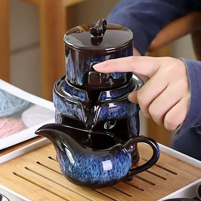 8 Pcs Set Semi Automatic Tea Sets Chinese  Ceramic