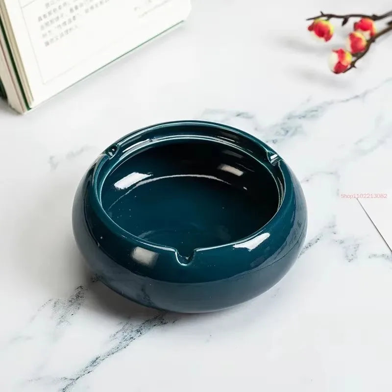 Round Ceramic Ashtray with Lid, 10 Styles