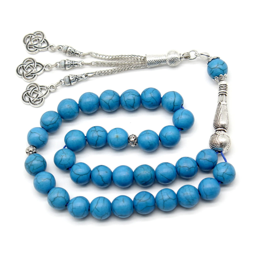 Islamic Prayer Beads – 33 Natural Stone Misbaha | Tasbih | Ramadan & Eid Gift