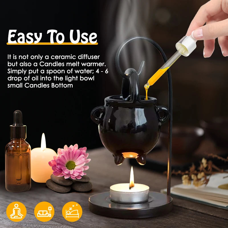 Ceramic Essential Oil Burner & Tealight Wax Warmer - Your Ritual Hub 