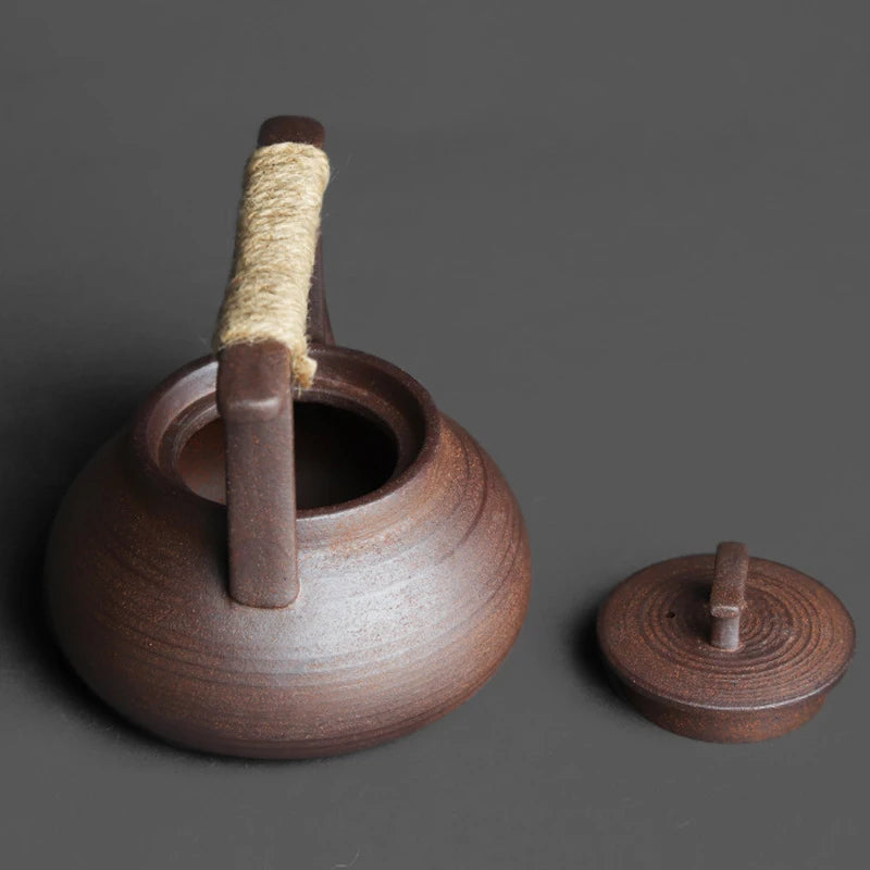 Handmade Coarse Pottery Kung Fu Teapot – Retro Japanese Style Ceramic Tea Maker