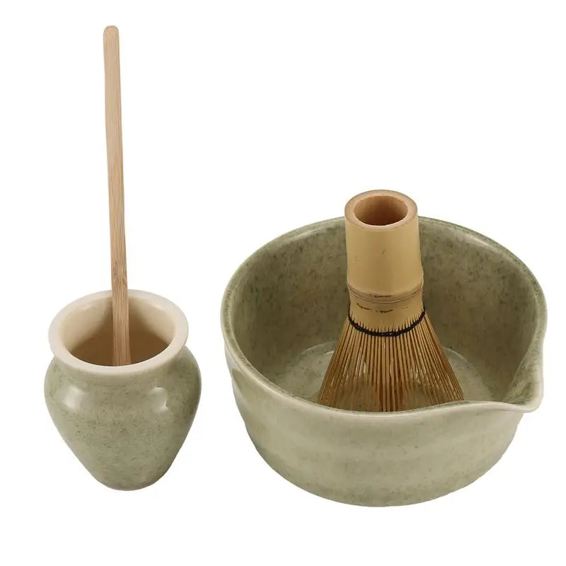 Japanese Matcha Set — Bowl with Spout, Holder & Bamboo Scoop