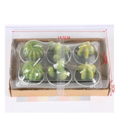 12pcs Mini Cactus Candles Succulent Greenery Candles Flameless