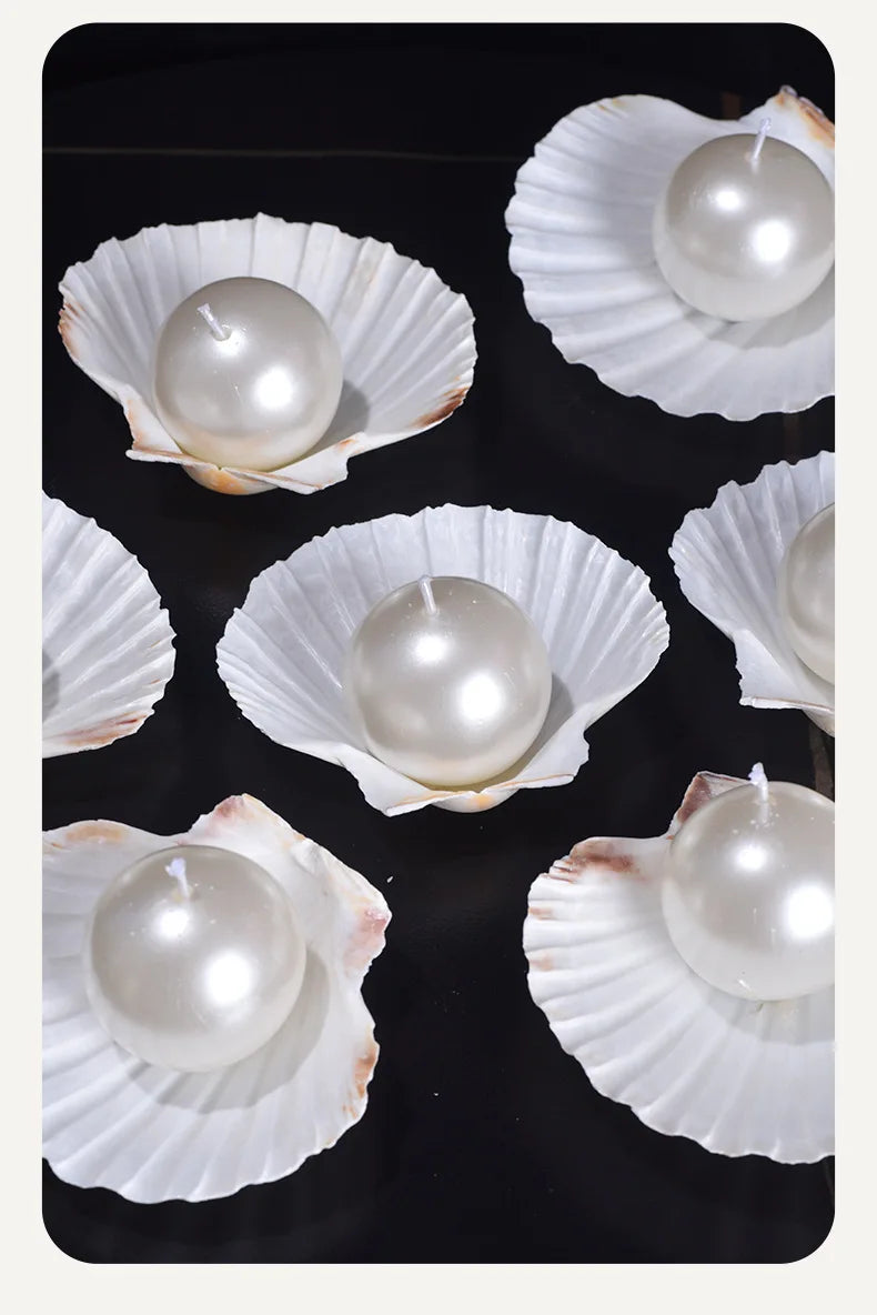 1PC Ocean Wind Pearl Shell Scented Candle Ins Wind High Value Scented Candle Souvenir Home Party Scene Decoration
