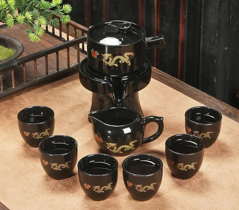 8 Pcs Set Semi Automatic Tea Sets Chinese  Ceramic