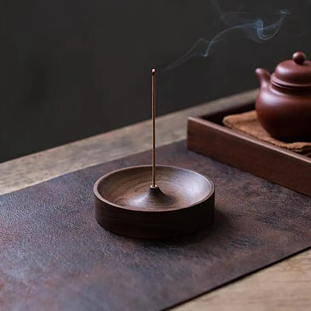 Hand-Carved Circular Incense Burner Holder