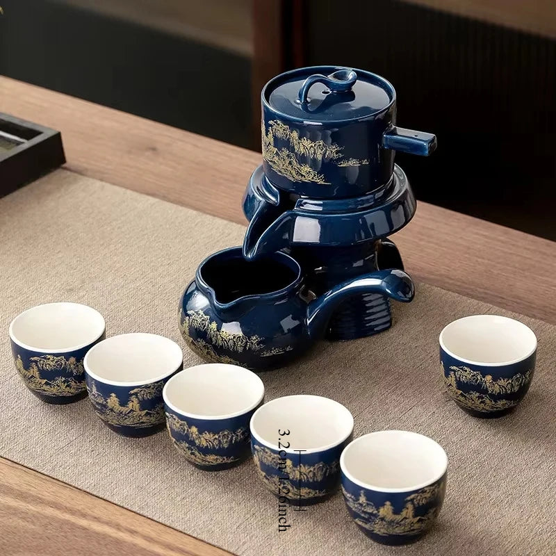 Tea Set Creative Living Room Semi-automatic Rotating Kungfu Tea Set