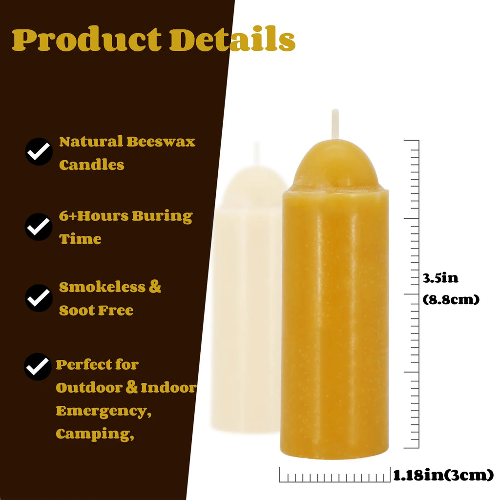 12-30PCS Beeswax Candles Emergency Candles Handmade Pilliar Candles Smokeless - Your Ritual Hub 