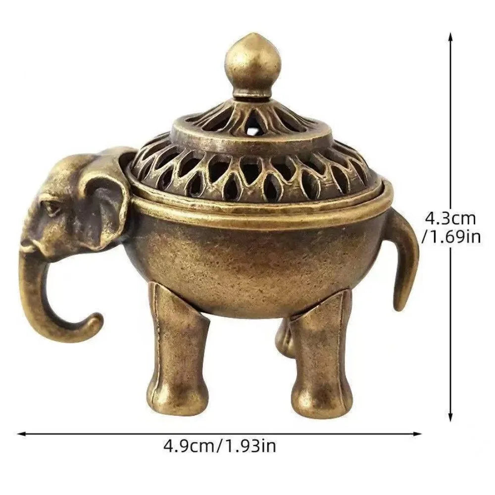 Elephant Lotus Incense Burner — Vintage Alloy Censer
