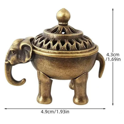 Elephant Lotus Incense Burner — Vintage Alloy Censer