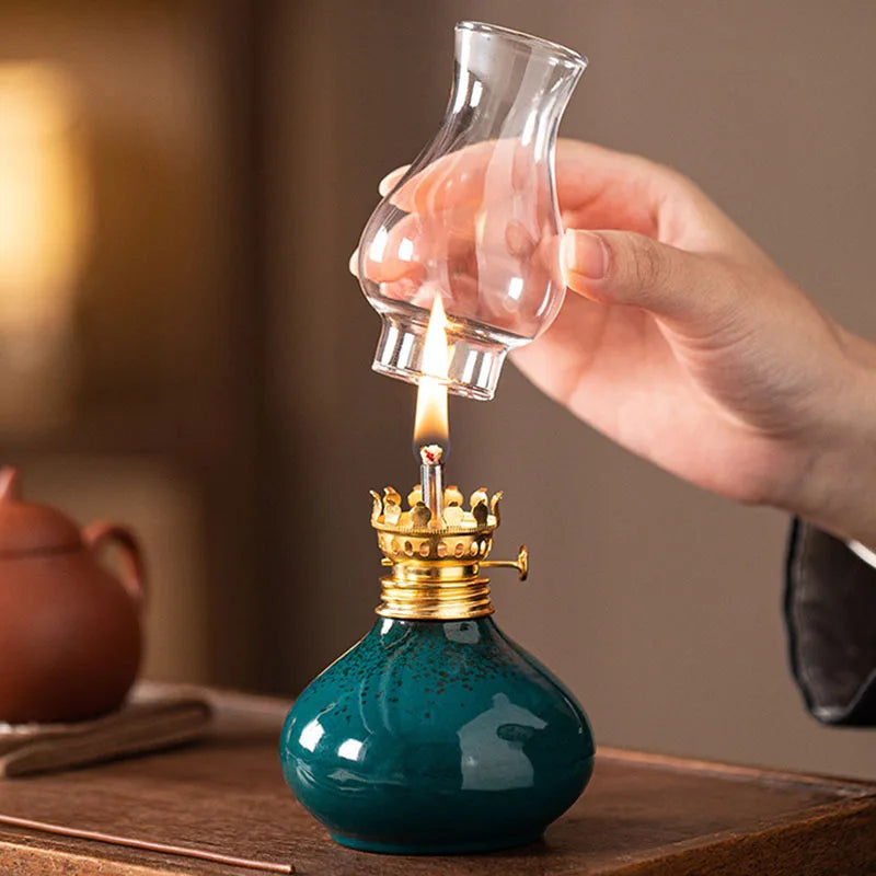 Traditional Ceramic Butter Oil Lamp - Aromatic Incense Burner and Ambient Night Light - Your Ritual Hub 
