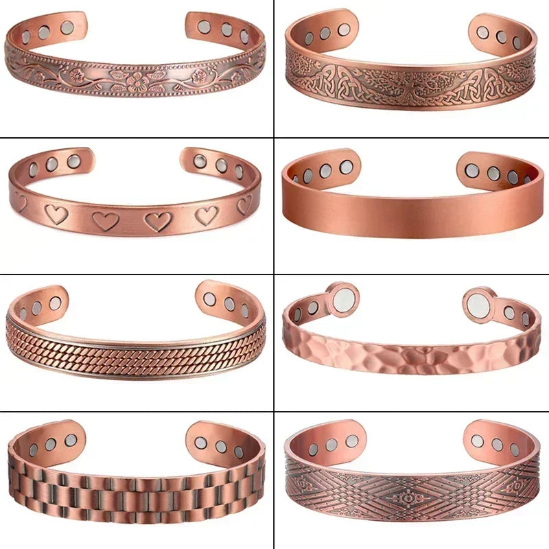 Pure Copper Magnetic Bracelet | Adjustable Therapy Bangle for Men & Women