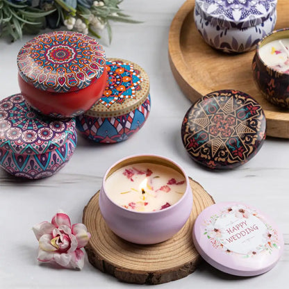 Dried Flower Soy Wax Candle in Tin
