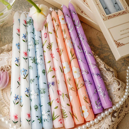 European Printed Long Taper Candles — Smokeless