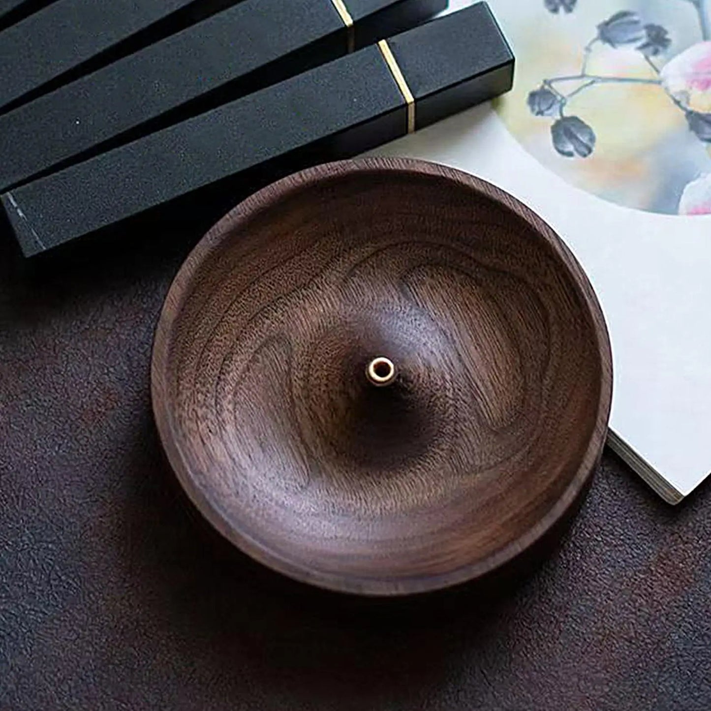 Hand-Carved Circular Incense Burner Holder