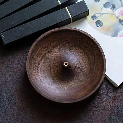 Hand-Carved Circular Incense Burner Holder