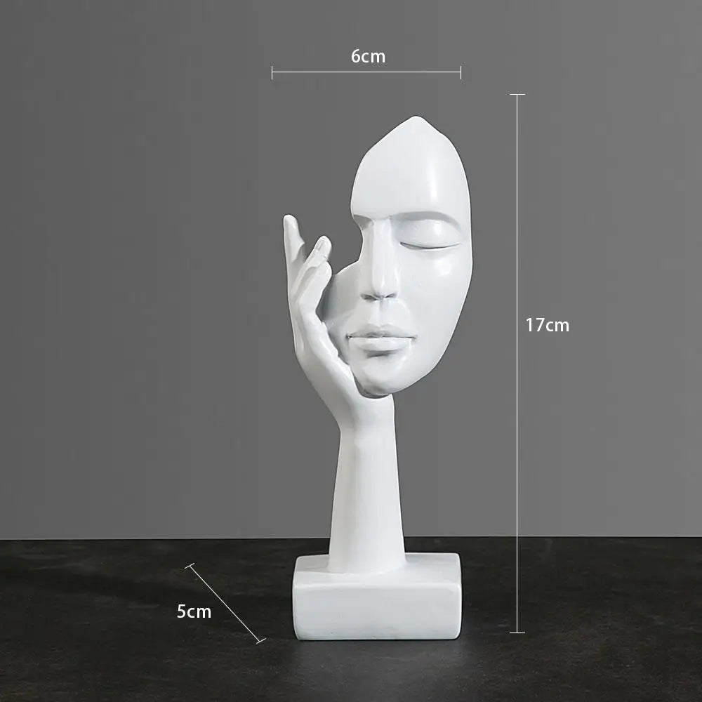 Abstract Resin Face Sculpture – Nordic Minimalist Desktop Art Statue