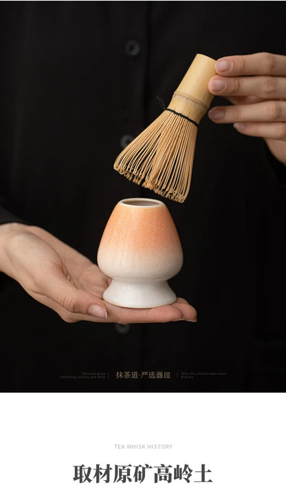 Ceramic Japanese Matcha Whisk & Teaspoon Holder Stand
