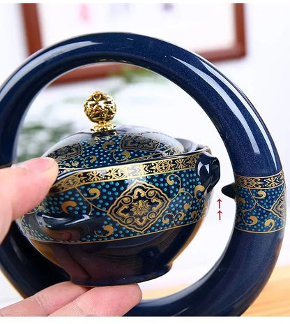 8 Pcs Set Semi Automatic Tea Sets Chinese  Ceramic