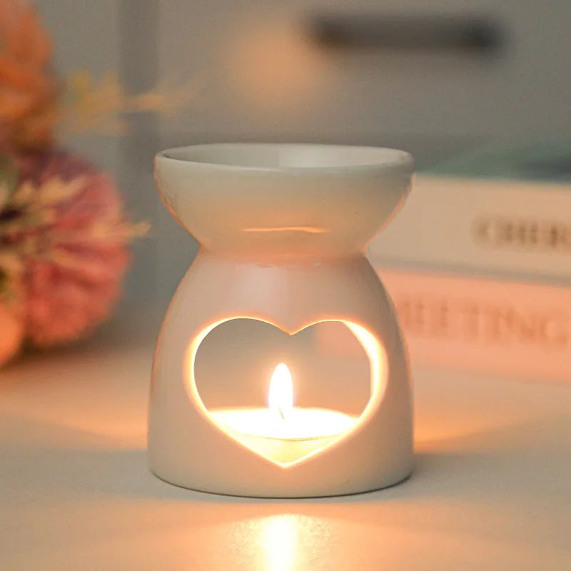 White Ceramic Hollow Aromatherapy Oil Burner