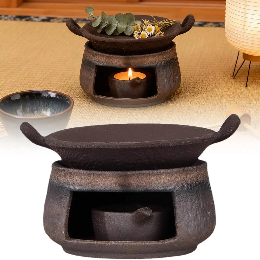 Coarse Pottery Herb Burner, Multi-Functional Ceramic Aromatherapy - Your Ritual Hub 