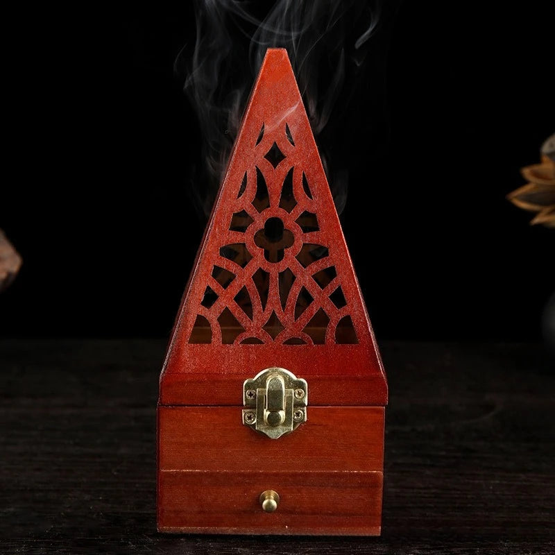 Pine incense burner antique Wooden - Your Ritual Hub 