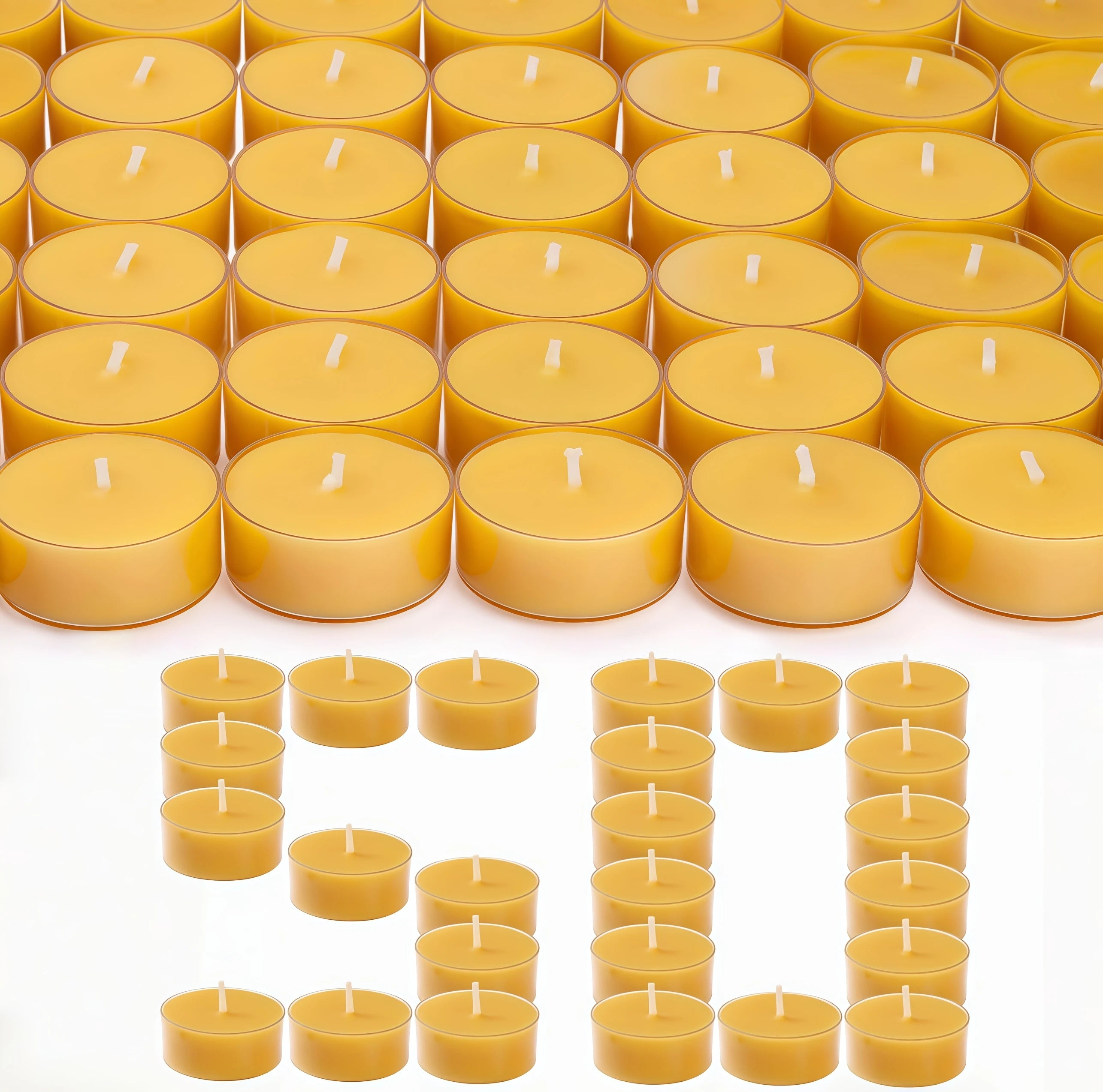 50-100Pcs Beeswax Tea Light Candles Smokeless Eco-Friendly Candles Xmas Tealight for Wedding Favor Candles 4 Hour Clean Burning - Your Ritual Hub 