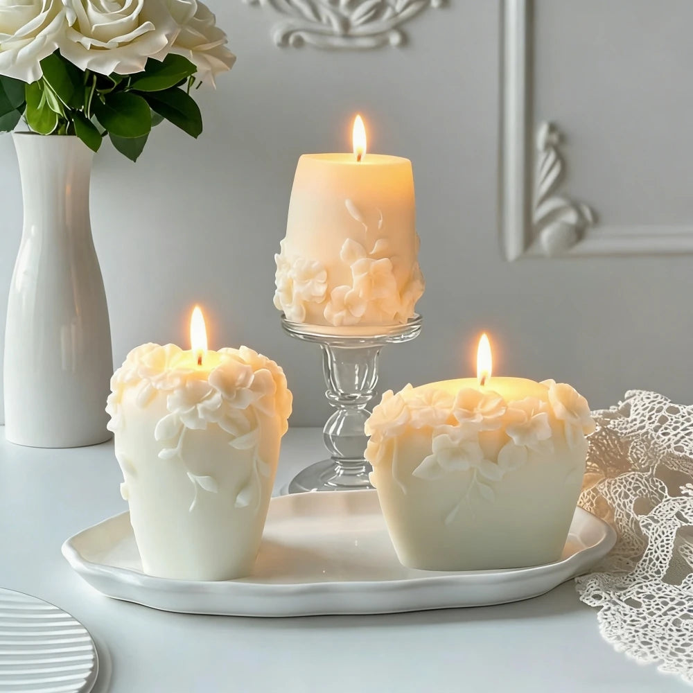 1pc Nordic Floral Scented Candle Set Handmade Soy Wax Aromatherapy Candle with 3D Flower - Your Ritual Hub 