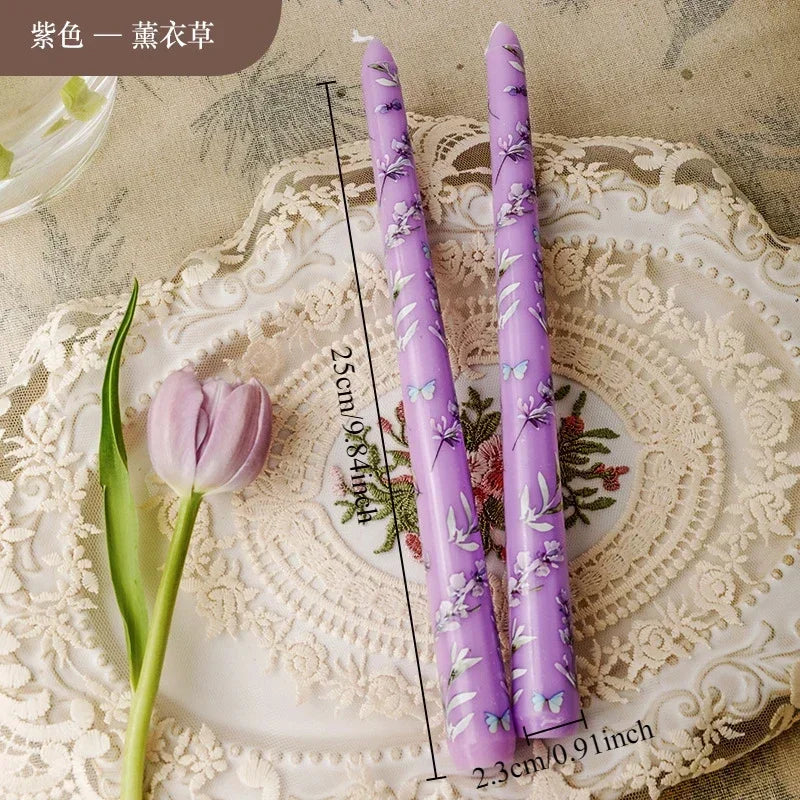 European Printed Long Taper Candles — Smokeless