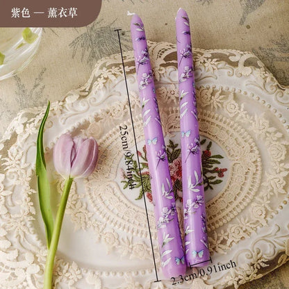 European Printed Long Taper Candles — Smokeless