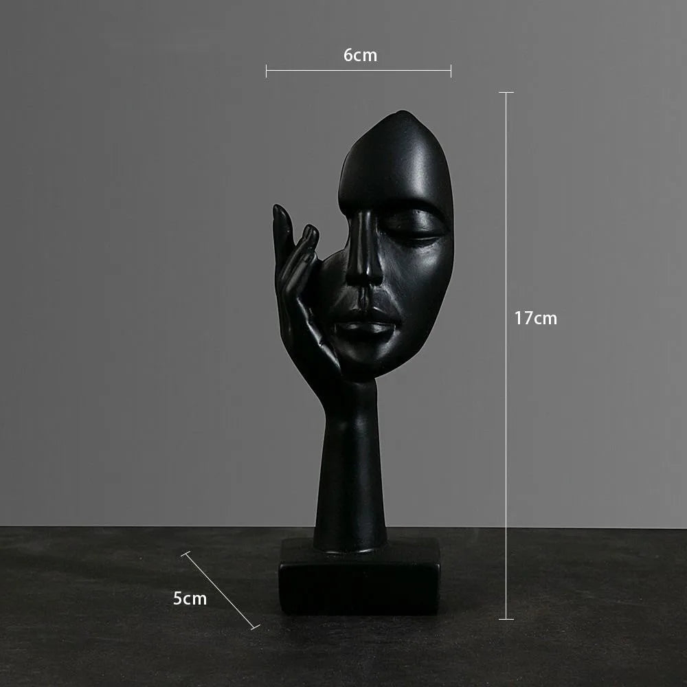 Abstract Resin Face Sculpture – Nordic Minimalist Desktop Art Statue
