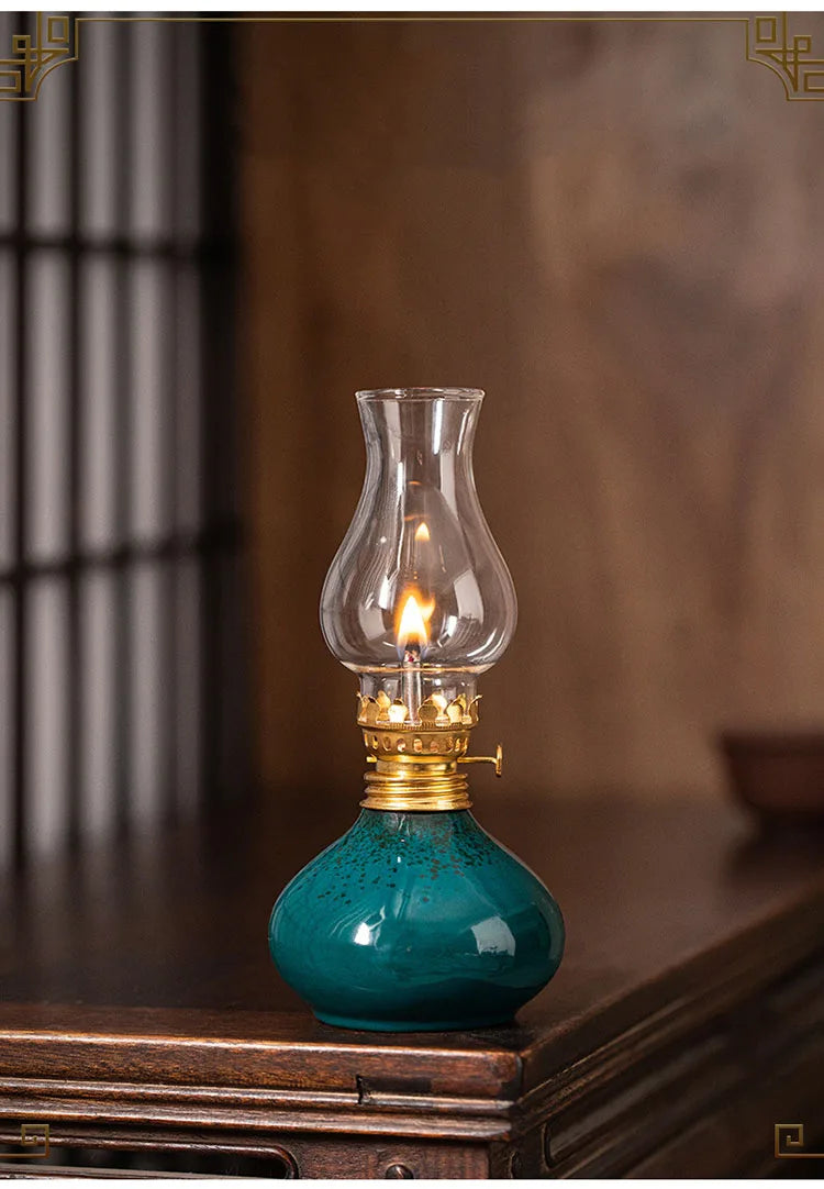 Traditional Ceramic Butter Oil Lamp - Aromatic Incense Burner and Ambient Night Light - Your Ritual Hub 