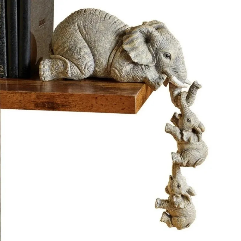 The Elephant Family — 3-Piece Resin Sculpture Set | Home Decor & Heartfelt Gift