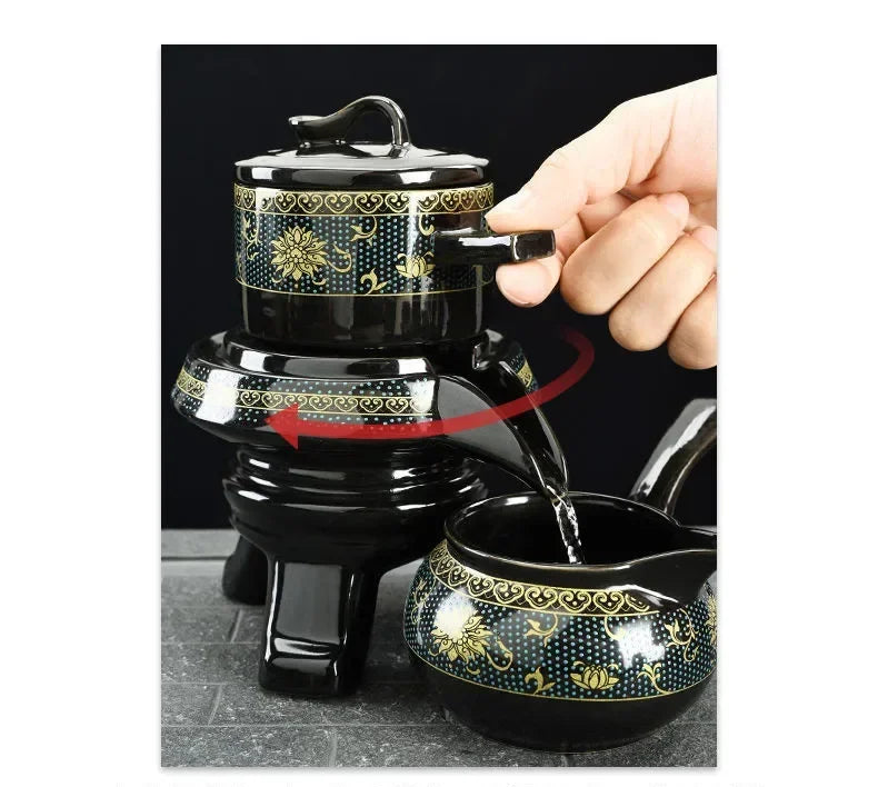 8 Pcs Set Semi Automatic Tea Sets Chinese  Ceramic