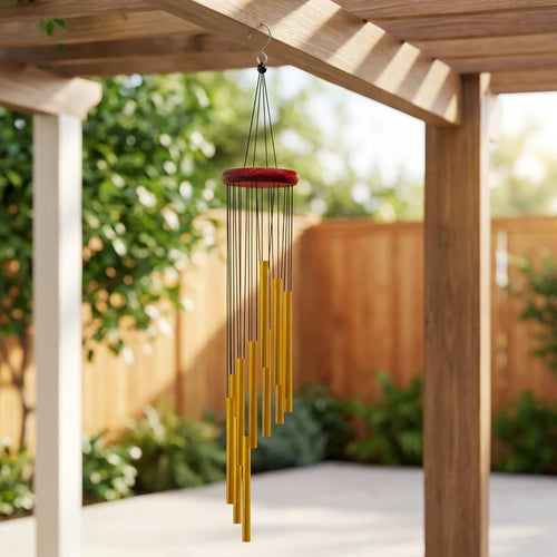 12-Tube Aluminum Alloy Wind Chimes with Hanging Hook, Golden & Silver Bells for Garden, Patio & Meditation Decor