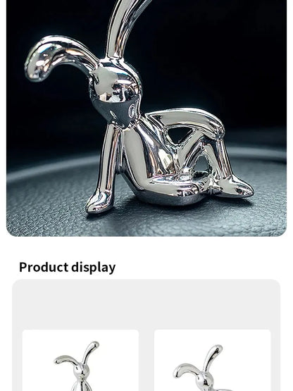 Silver Chrome Rabbit Duo Figurines – Set of 2 Sculptural Decor Statues