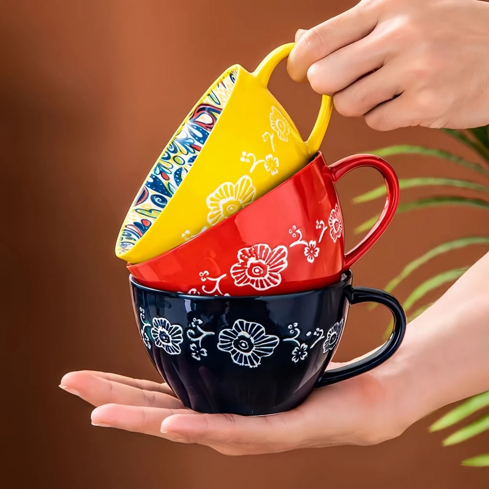 Bohemian Morning Tea Mug, 13.5 oz Ceramic Coffee Mugs - Your Ritual Hub 