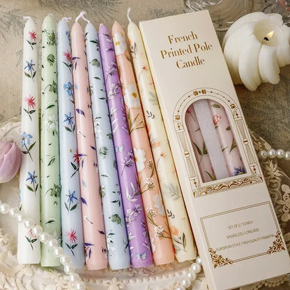 European Printed Long Taper Candles — Smokeless